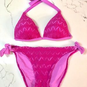 Pink Macy’s swimsuit